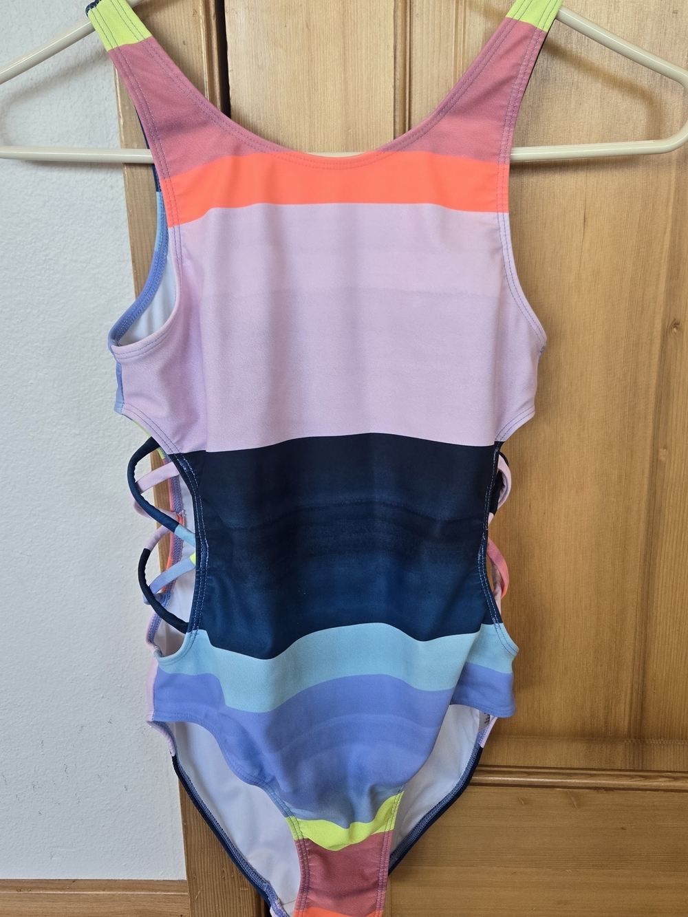 Zella Girls One-Piece Swimsuit in Neon Yellow, Coral, Lavender, Navy, Sky Blue